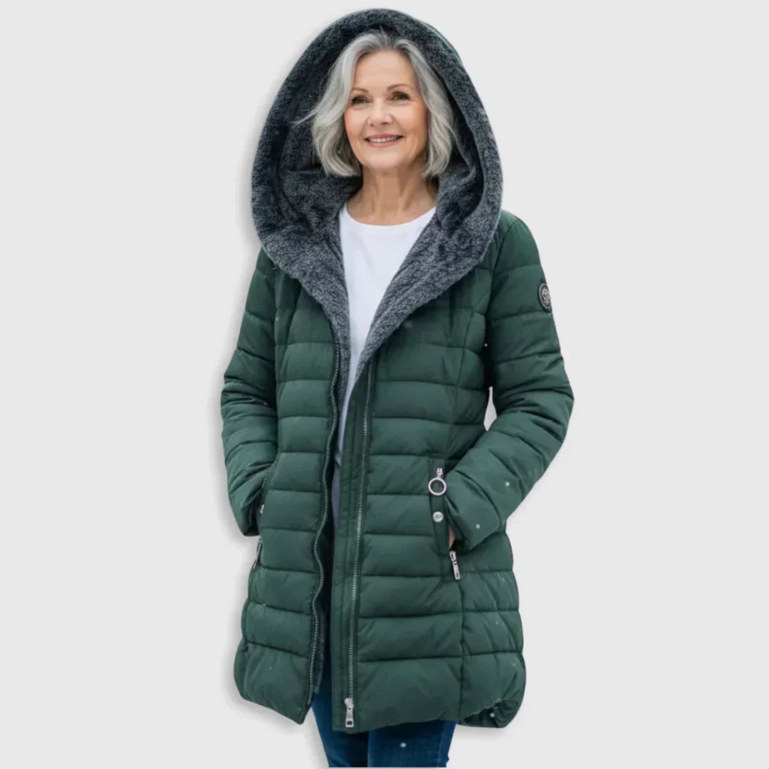 Chaqueta acolchada larga con capucha