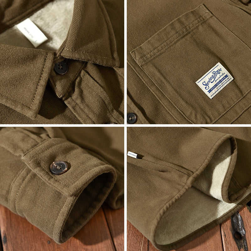VIBELARA | CAMISA CARGO DE FORRO POLAR PARA HOMBRE