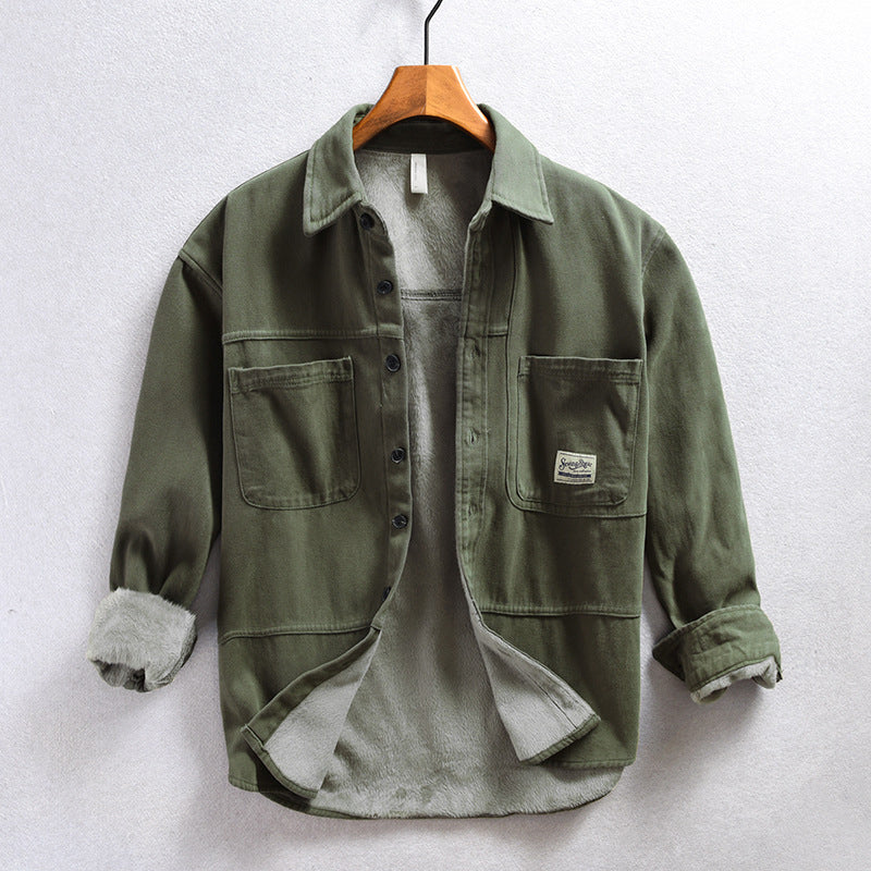 VIBELARA | CAMISA CARGO DE FORRO POLAR PARA HOMBRE