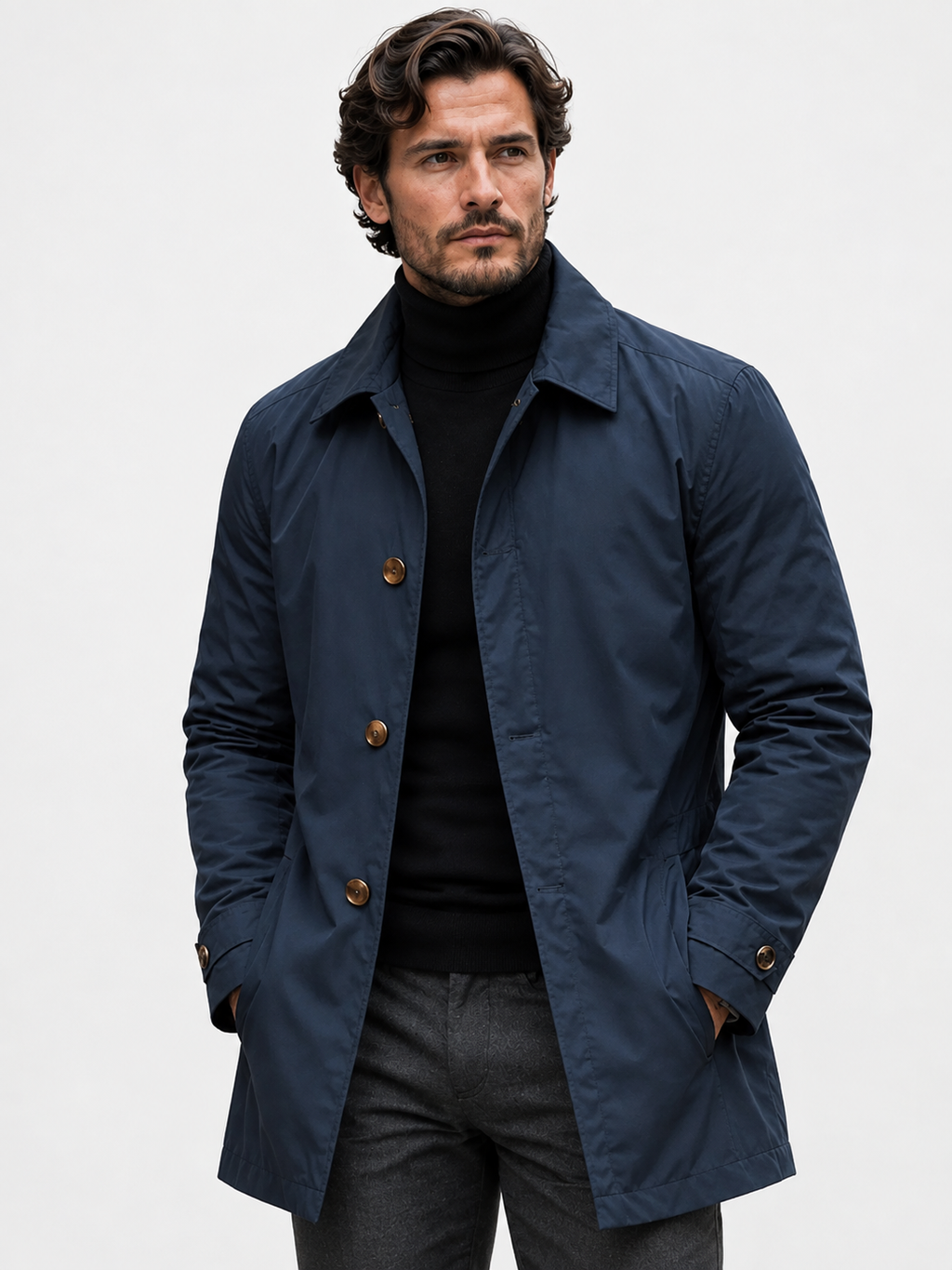 GABARDINA IMPERMEABLE HASTA LA CINTURA PARA HOMBRE