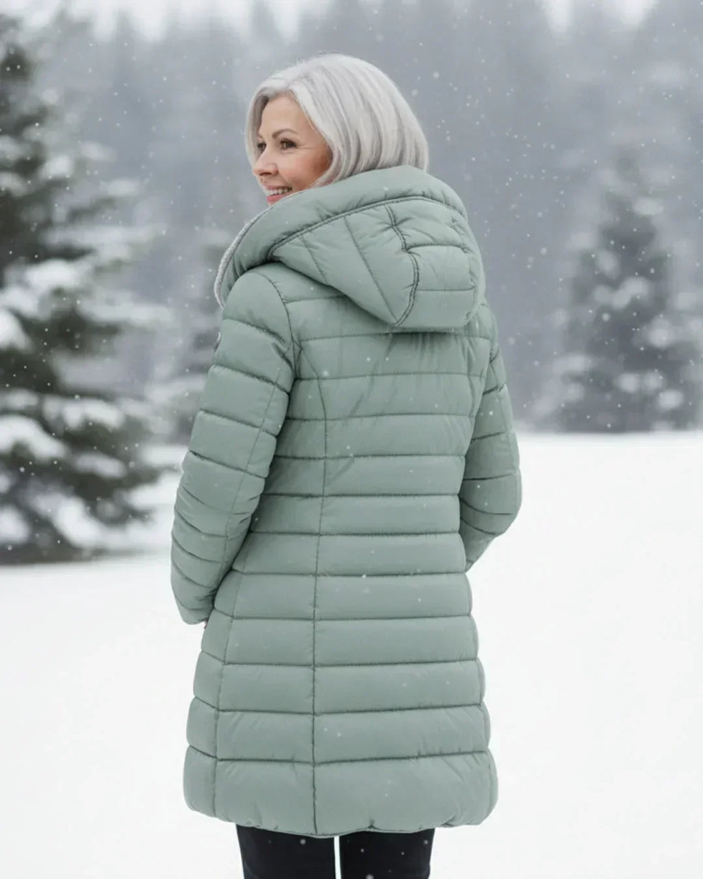 Chaqueta acolchada larga con capucha