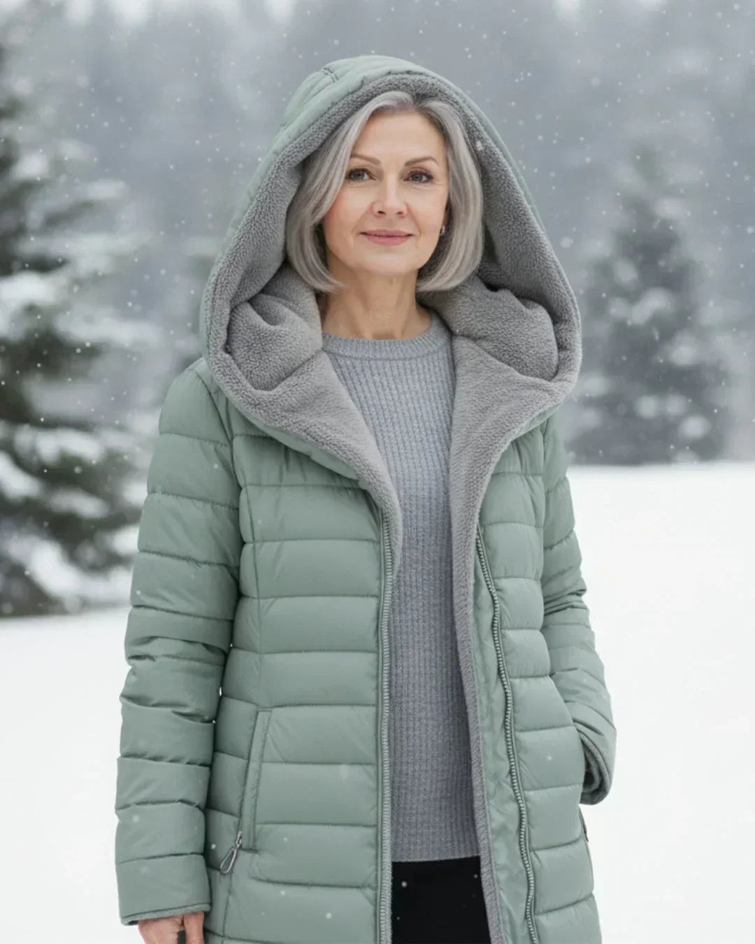Chaqueta acolchada larga con capucha