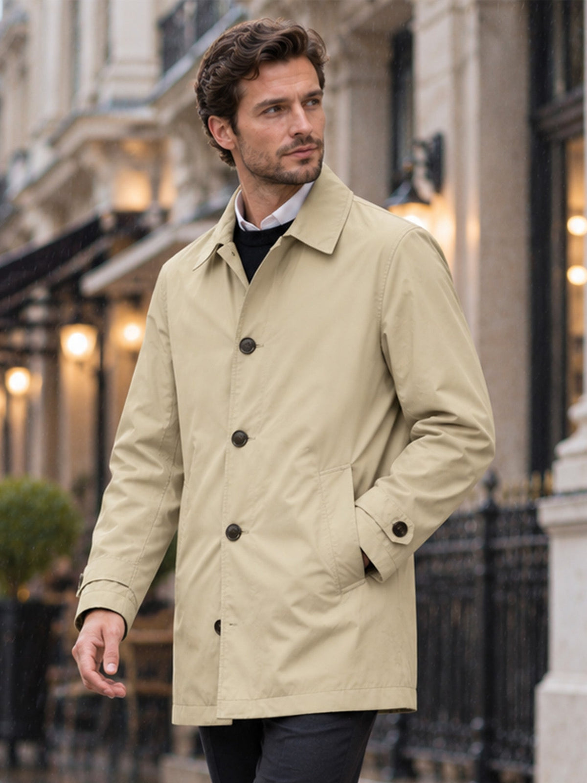 GABARDINA IMPERMEABLE HASTA LA CINTURA PARA HOMBRE