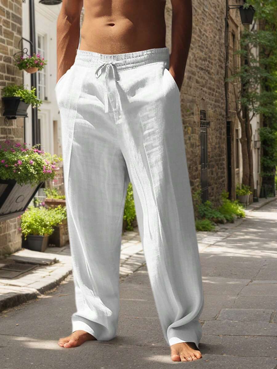 VIBELARA | PANTALÓN LIGERO DE LINO CON CORDÓN