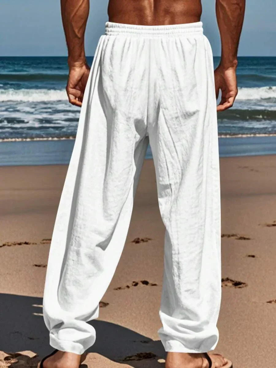 VIBELARA | PANTALÓN LIGERO DE LINO CON CORDÓN