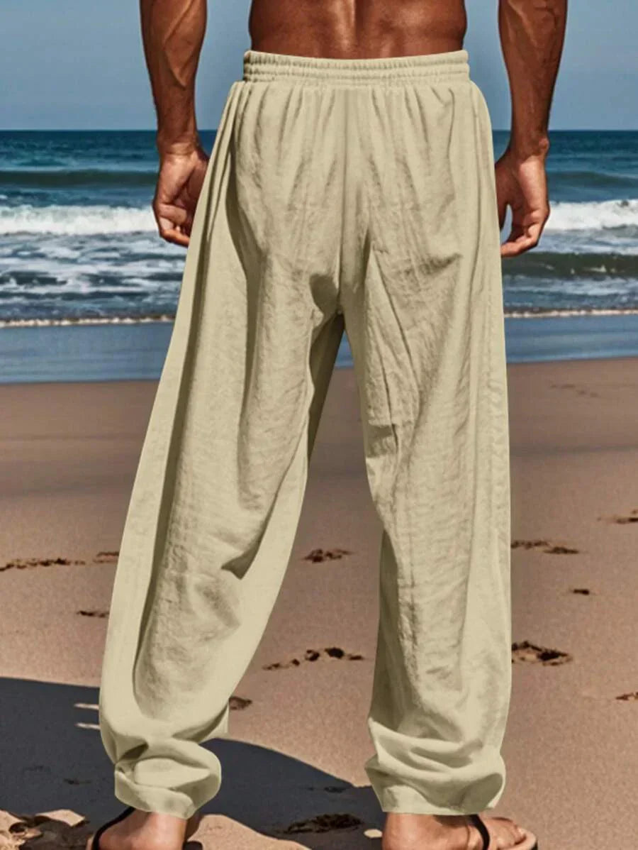 VIBELARA | PANTALÓN LIGERO DE LINO CON CORDÓN