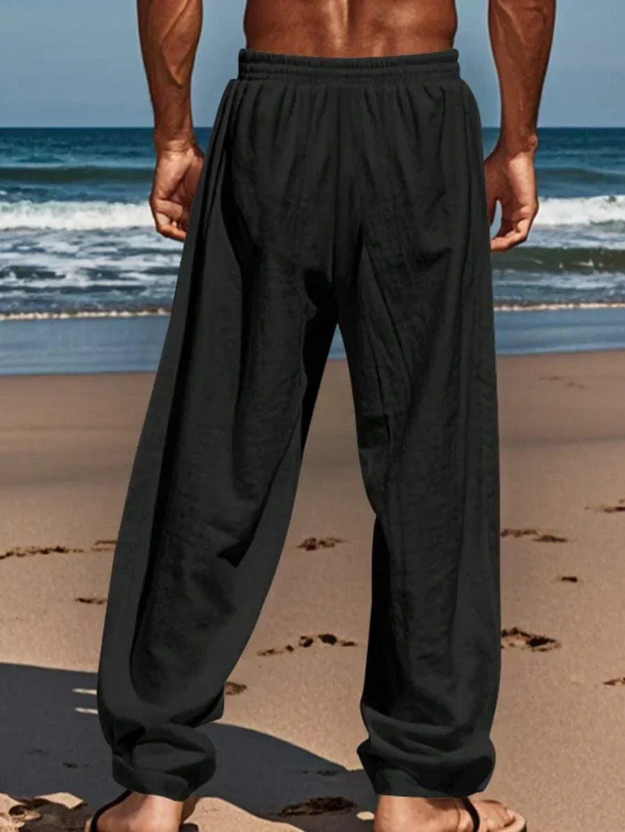 VIBELARA | PANTALÓN LIGERO DE LINO CON CORDÓN