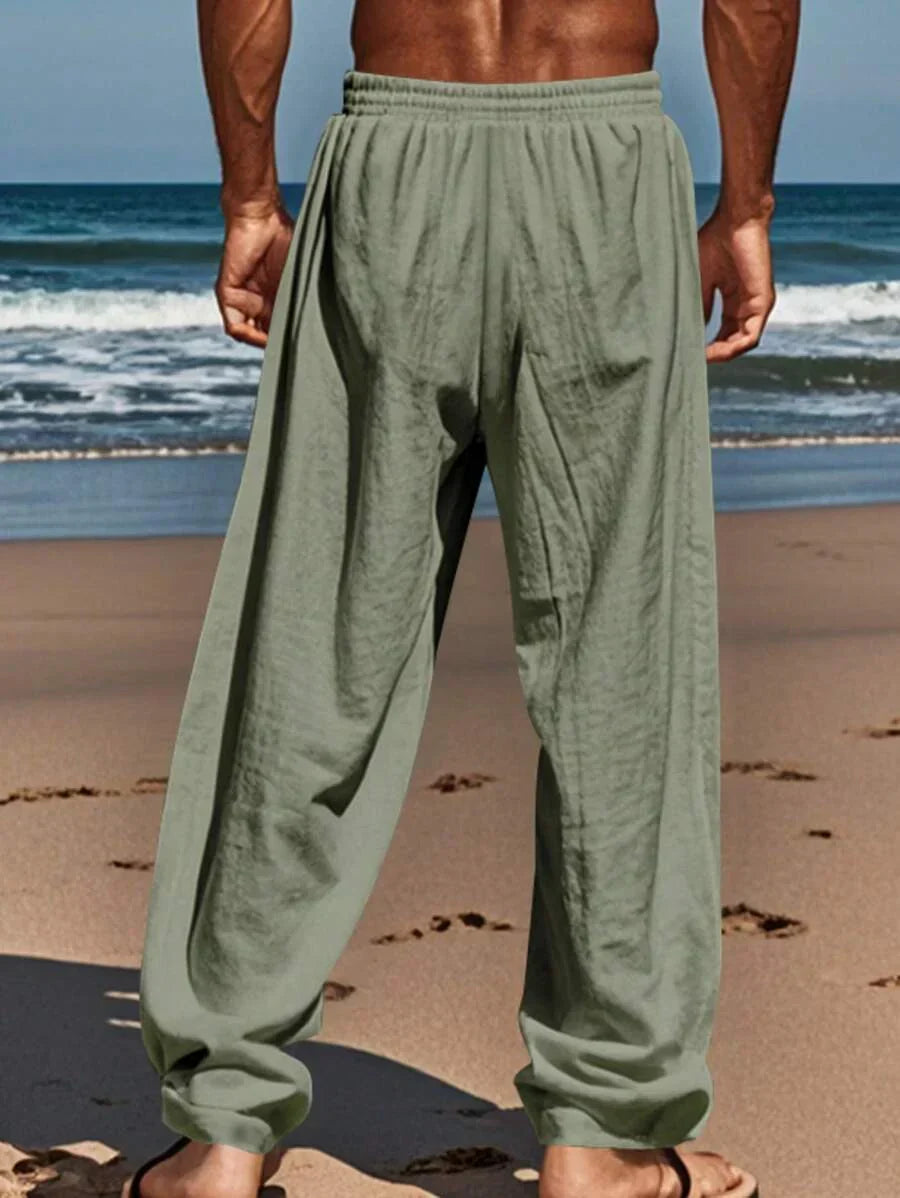 VIBELARA | PANTALÓN LIGERO DE LINO CON CORDÓN