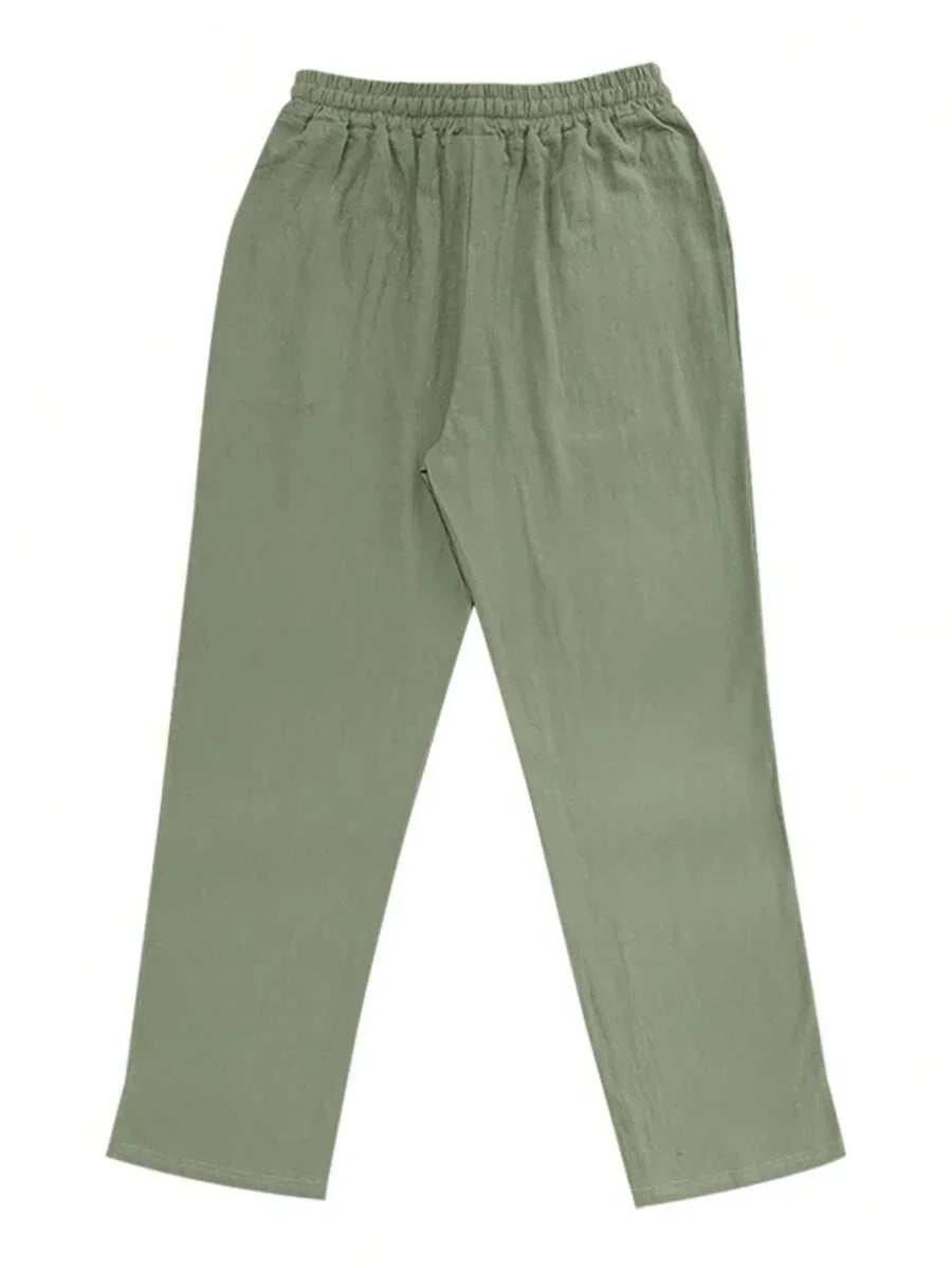 VIBELARA | PANTALÓN LIGERO DE LINO CON CORDÓN