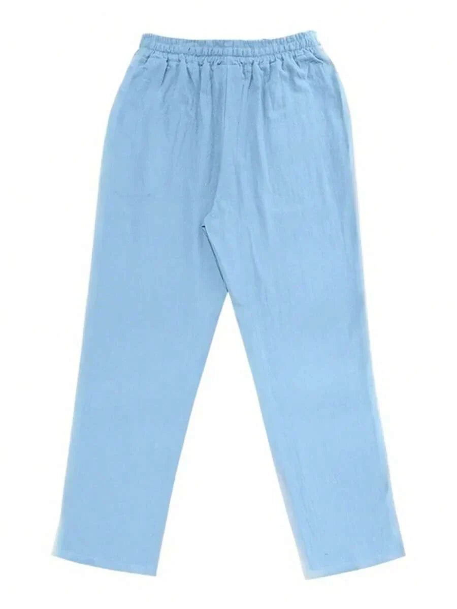 VIBELARA | PANTALÓN LIGERO DE LINO CON CORDÓN