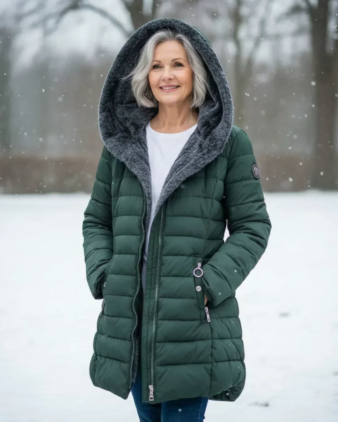 Chaqueta acolchada larga con capucha