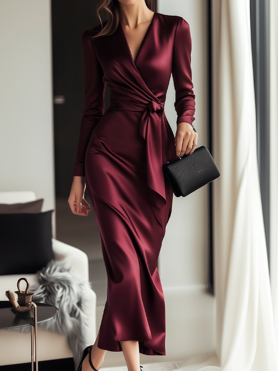 VIBELARA | VESTIDO CRUZADO SATINADO