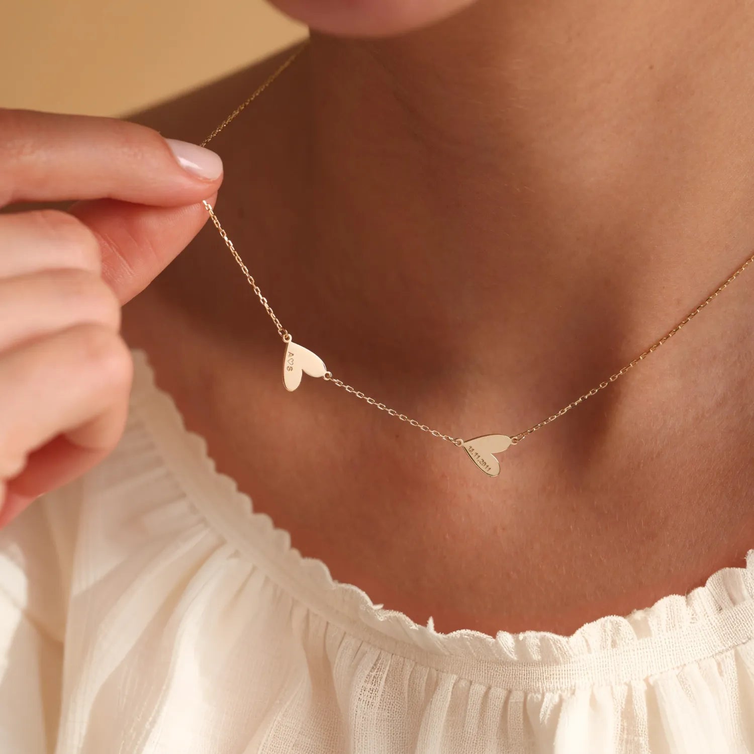 Collar personalizado grabado con forma de corazón