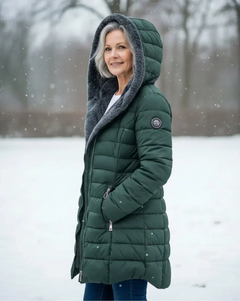 Chaqueta acolchada larga con capucha
