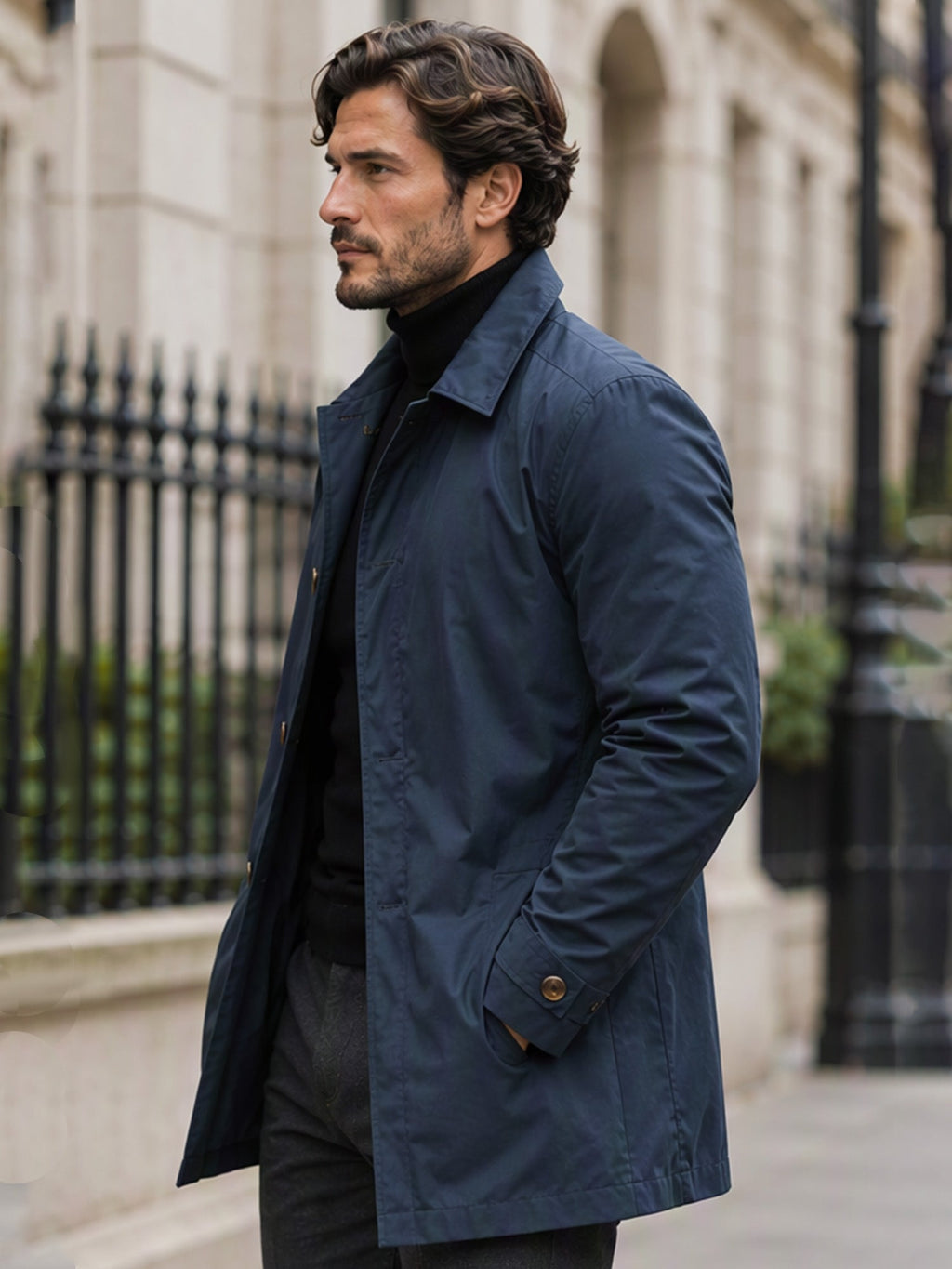 GABARDINA IMPERMEABLE HASTA LA CINTURA PARA HOMBRE