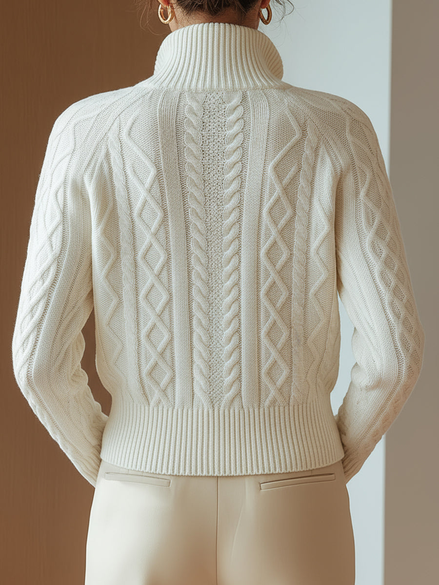 VIBELARA | JERSEY DE CUELLO ALTO DE PUNTO SUAVE ESTAMPADO
