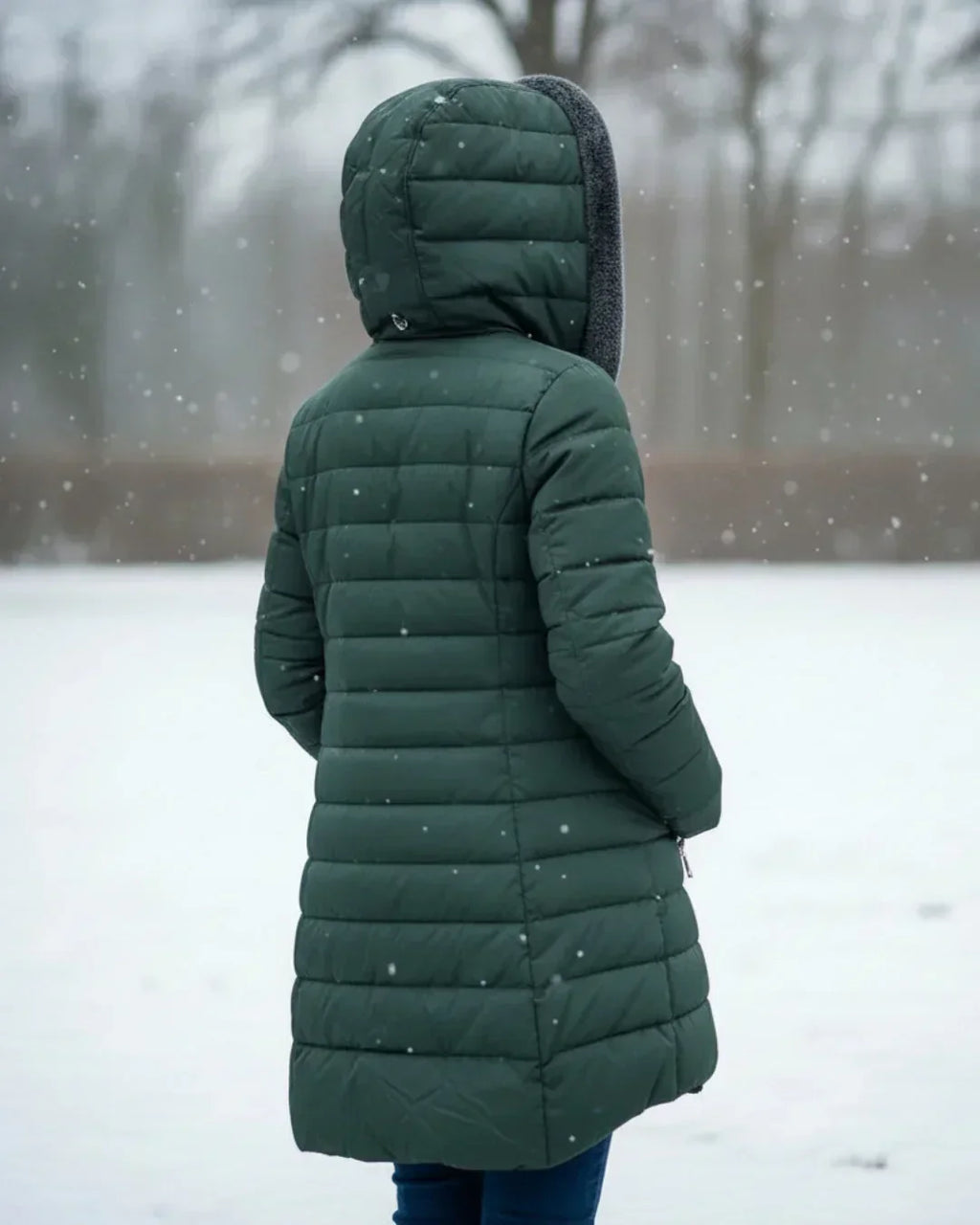 Chaqueta acolchada larga con capucha