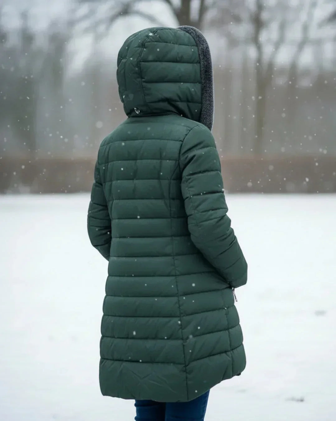 Chaqueta acolchada larga con capucha