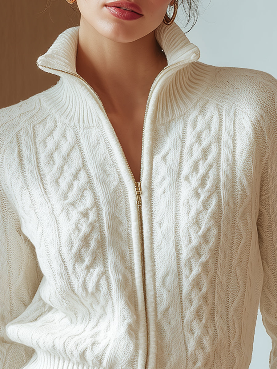 VIBELARA | JERSEY DE CUELLO ALTO DE PUNTO SUAVE ESTAMPADO