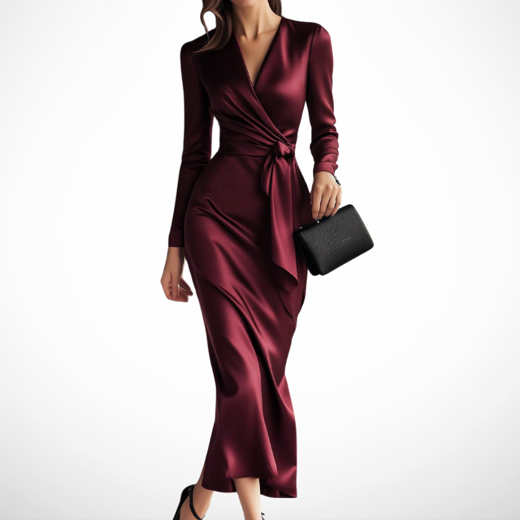 VIBELARA | VESTIDO CRUZADO SATINADO
