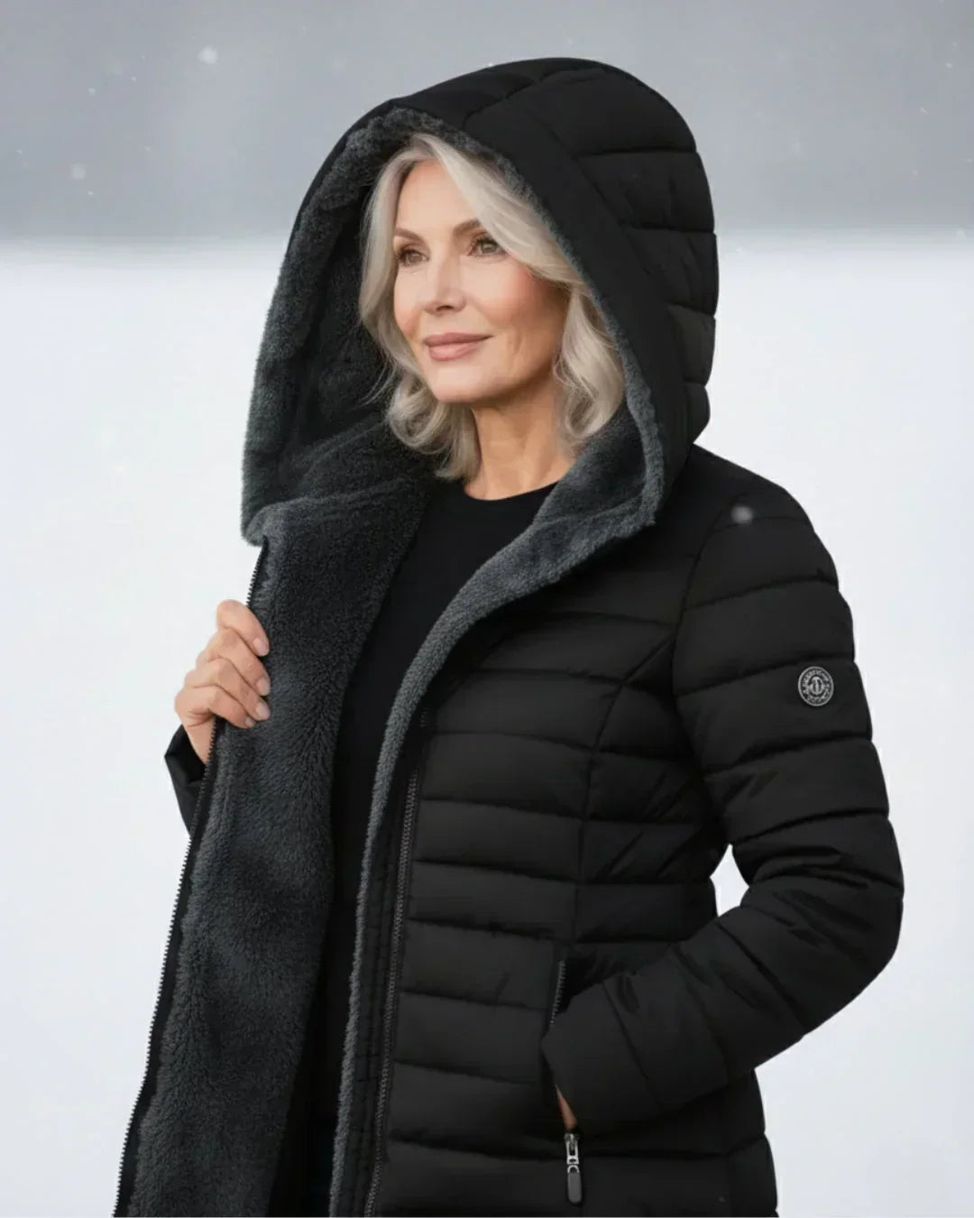 Chaqueta acolchada larga con capucha