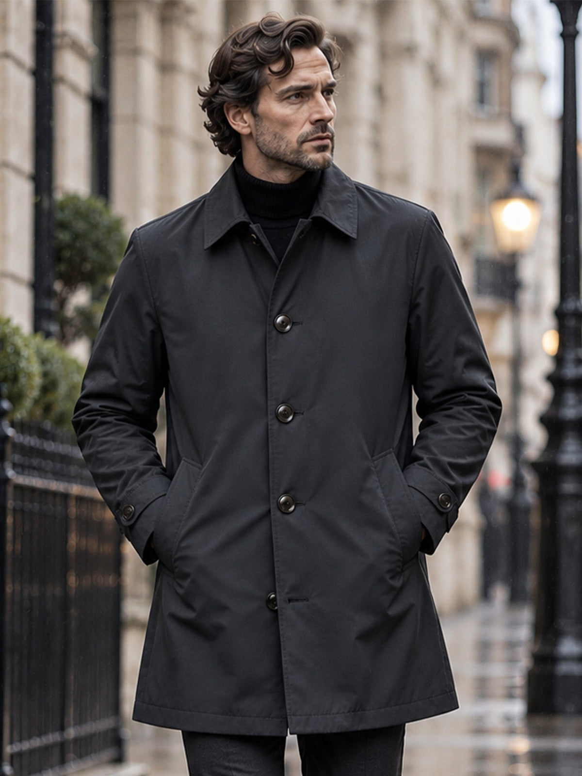 GABARDINA IMPERMEABLE HASTA LA CINTURA PARA HOMBRE