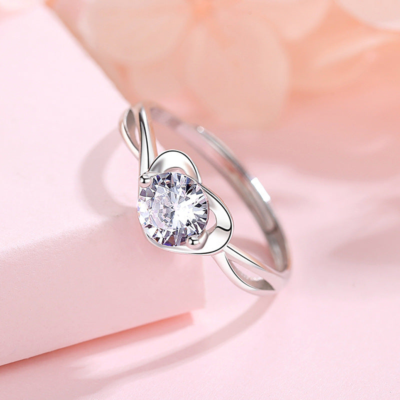 Anillo de corazón de circonia