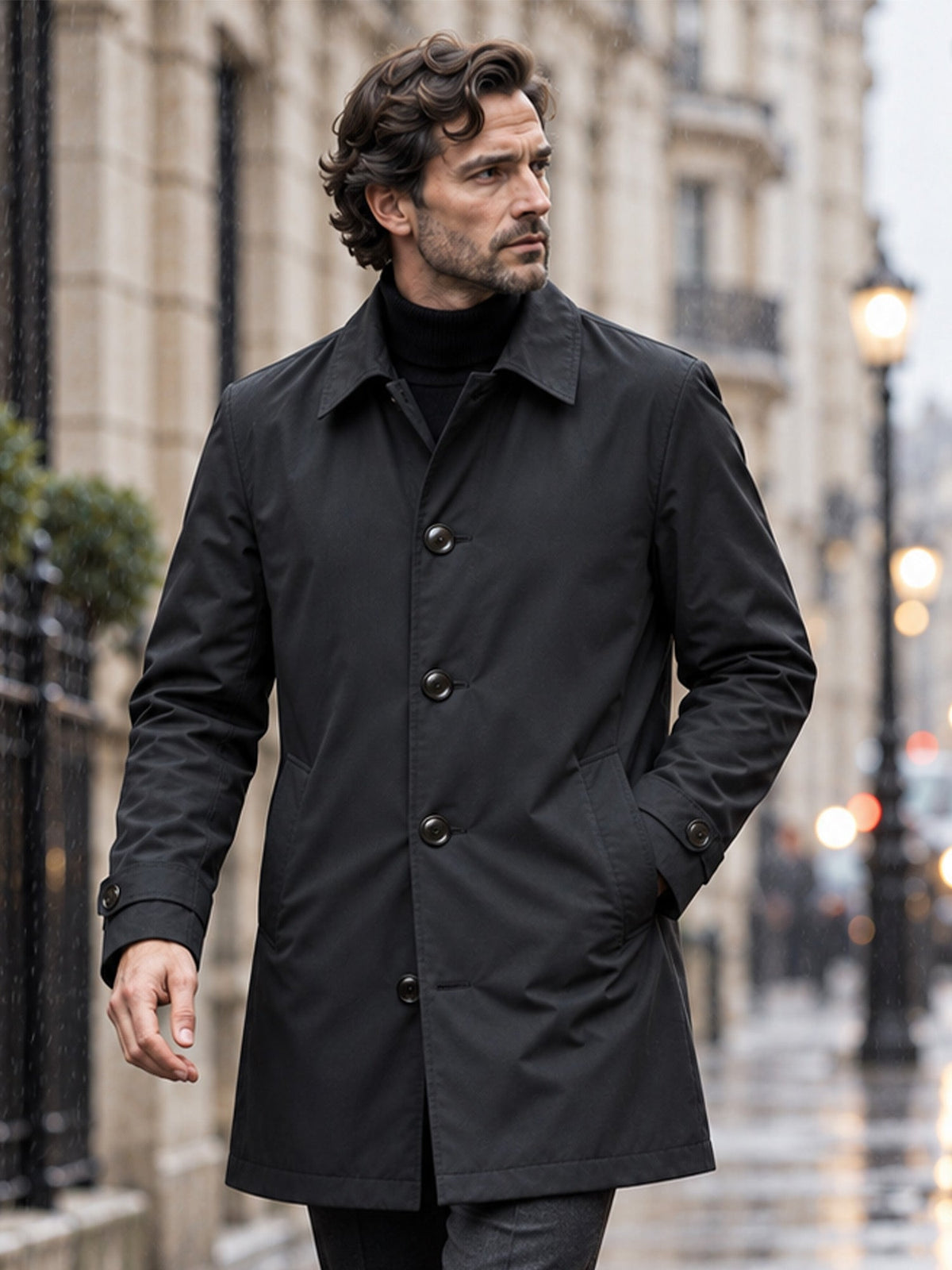 GABARDINA IMPERMEABLE HASTA LA CINTURA PARA HOMBRE