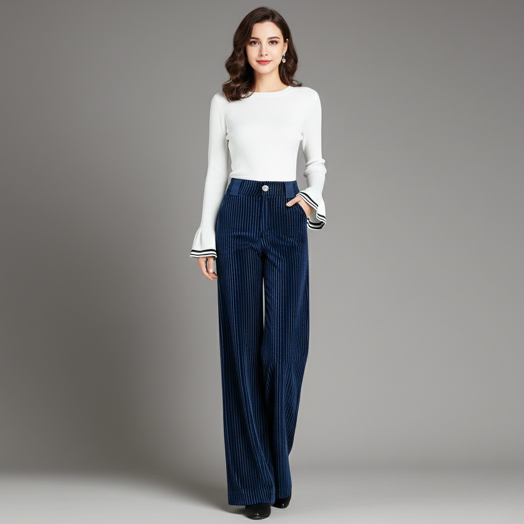 VIBELARA | PANTALÓN DE PANA DE TIRO ALTO PARA MUJER