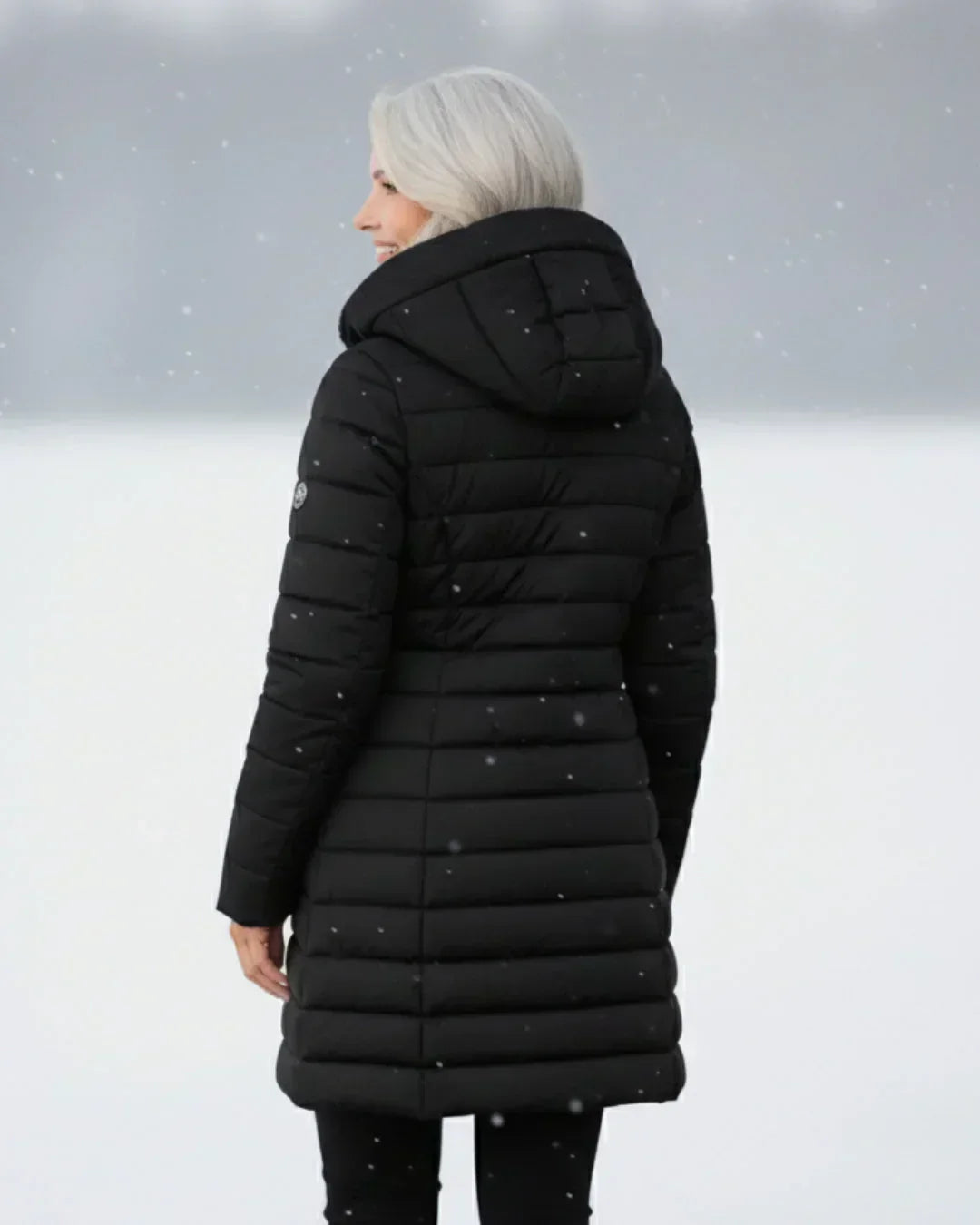 Chaqueta acolchada larga con capucha