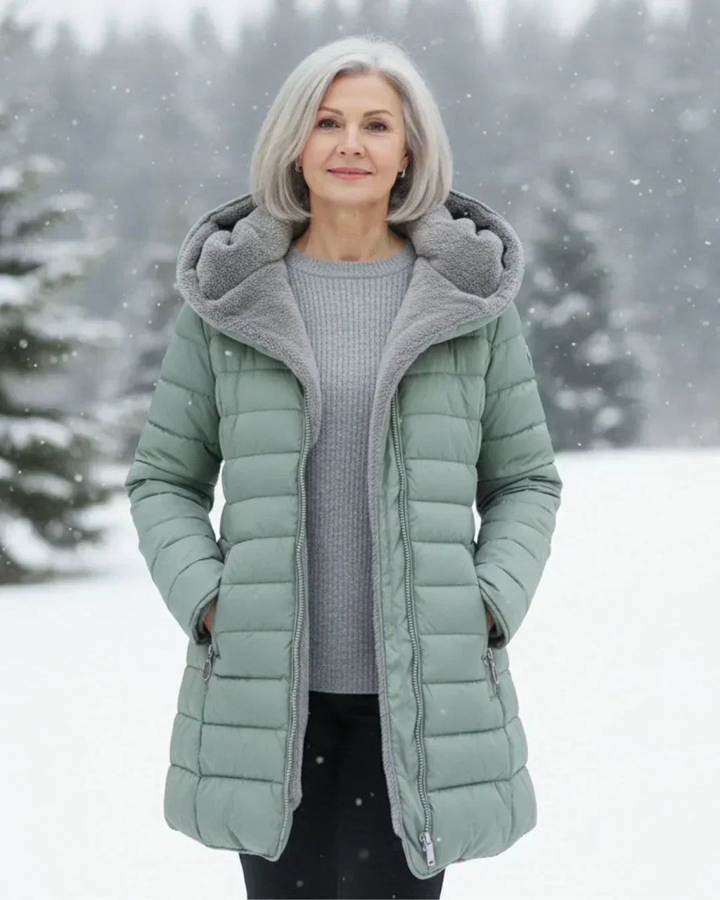 Chaqueta acolchada larga con capucha