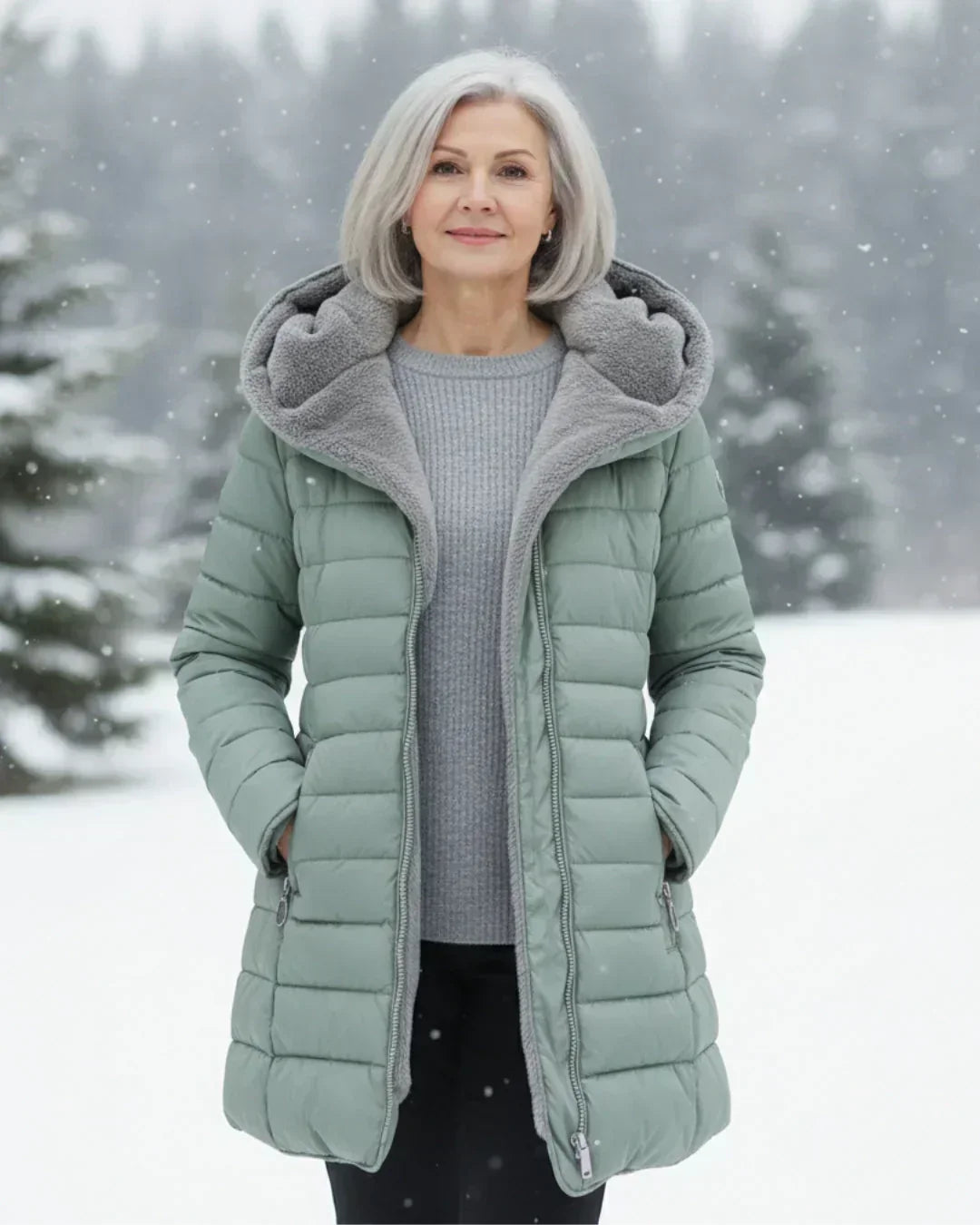 Chaqueta acolchada larga con capucha