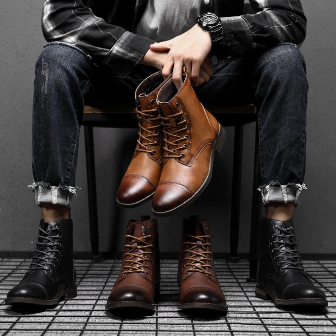 VIBELARA | BOTAS URBANAS DE PIEL ENVEJECIDA PARA HOMBRE