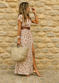 VIBELARA | VESTIDO LARGO BOHEMIO CON CINTURA FRUNCIDA