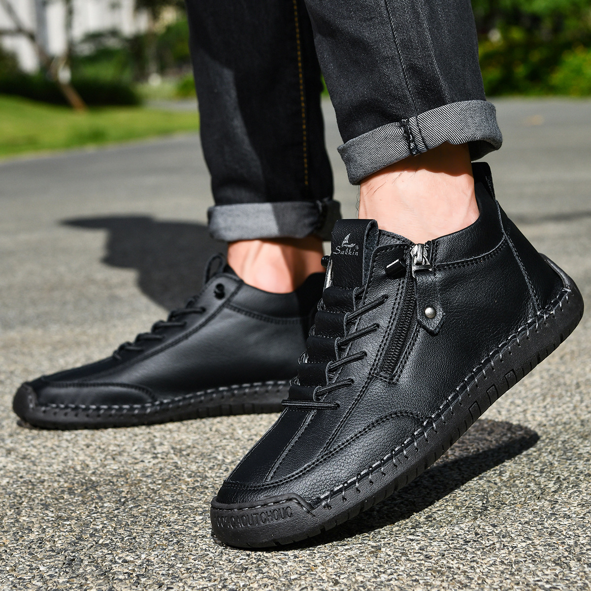 VIBELARA | ZAPATOS DE NOBUCK CON CREMALLERA PARA HOMBRE