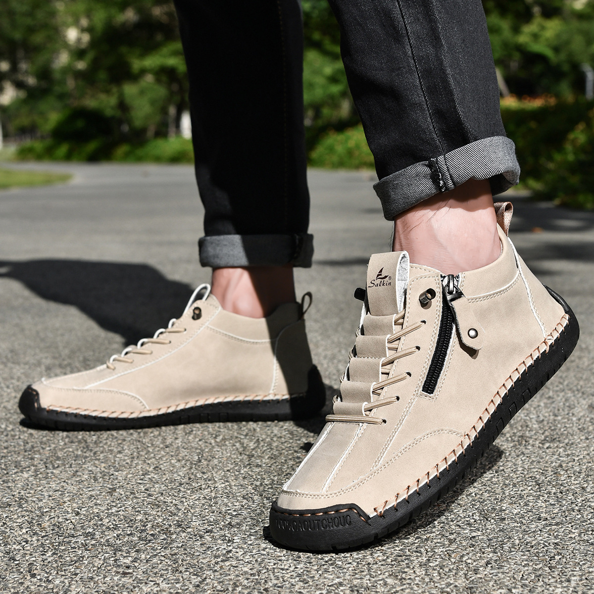 VIBELARA | ZAPATOS DE NOBUCK CON CREMALLERA PARA HOMBRE