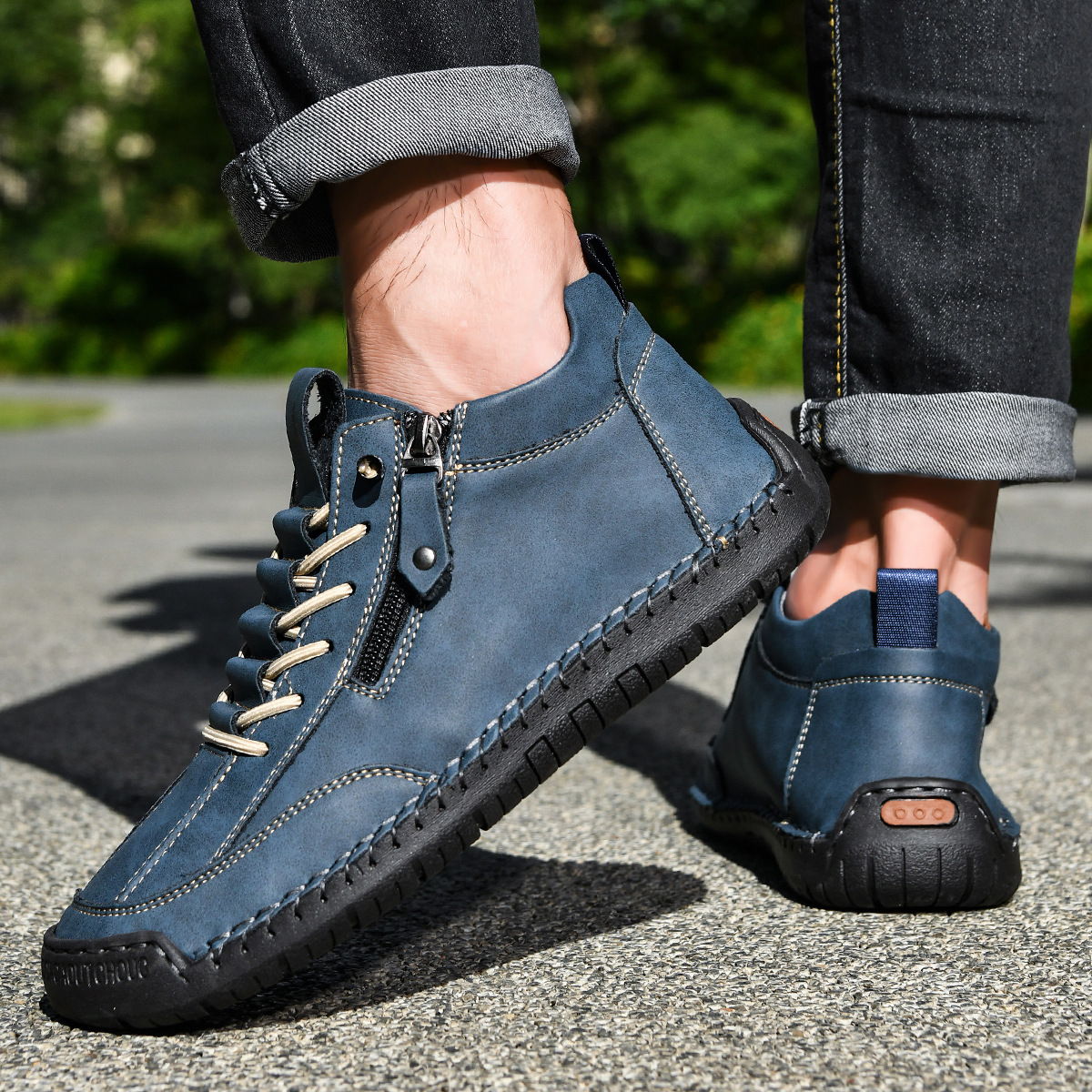 VIBELARA | ZAPATOS DE NOBUCK CON CREMALLERA PARA HOMBRE