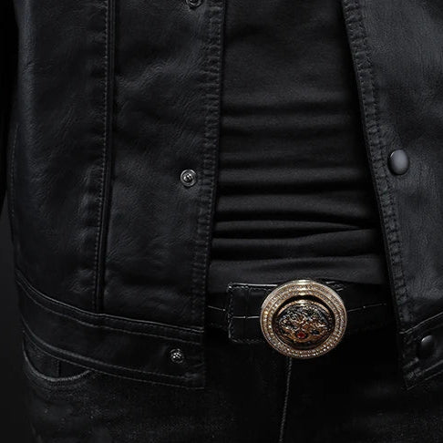 VIBELARA | CHAQUETA DE CUERO MODERNA ESTILO BIKER