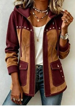 VIBELARA | CHAQUETA CON CAPUCHA DE DOBLE TEJIDO VÉRONIQUE