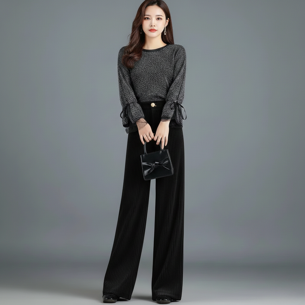 VIBELARA | PANTALÓN DE PANA DE TIRO ALTO PARA MUJER