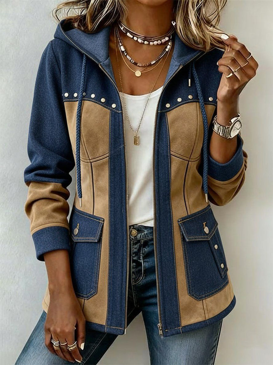 VIBELARA | CHAQUETA CON CAPUCHA DE DOBLE TEJIDO VÉRONIQUE