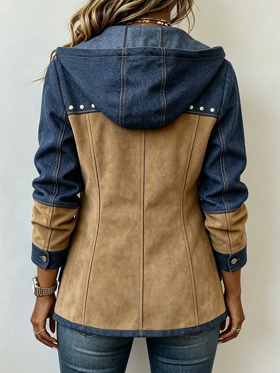 VIBELARA | CHAQUETA CON CAPUCHA DE DOBLE TEJIDO VÉRONIQUE