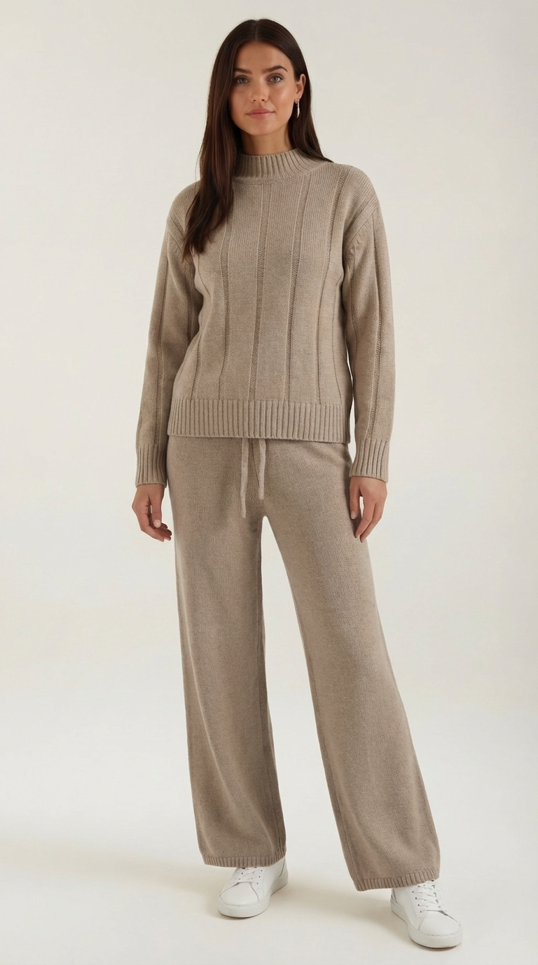 Conjunto de Suéter de Punto y Pantalones Amplios Eleanor