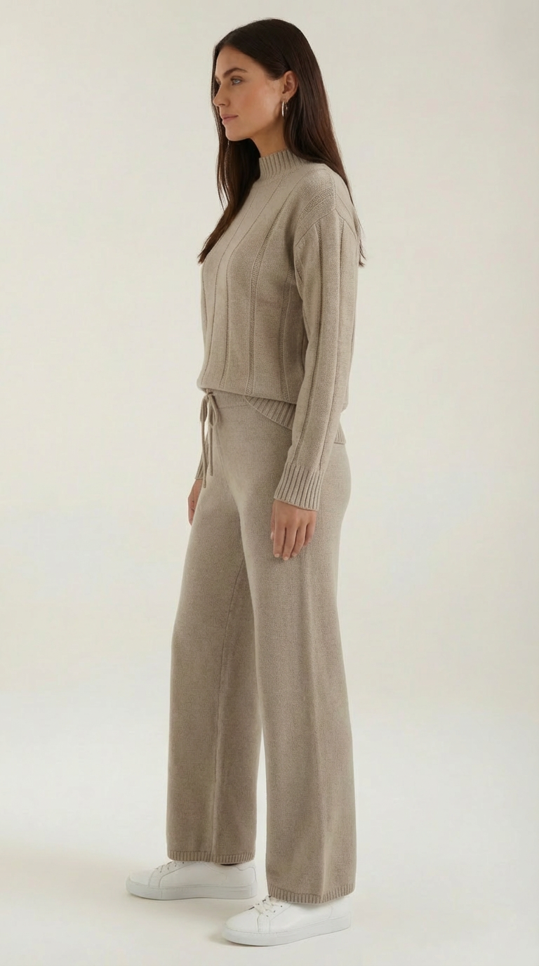 Conjunto de Suéter de Punto y Pantalones Amplios Eleanor