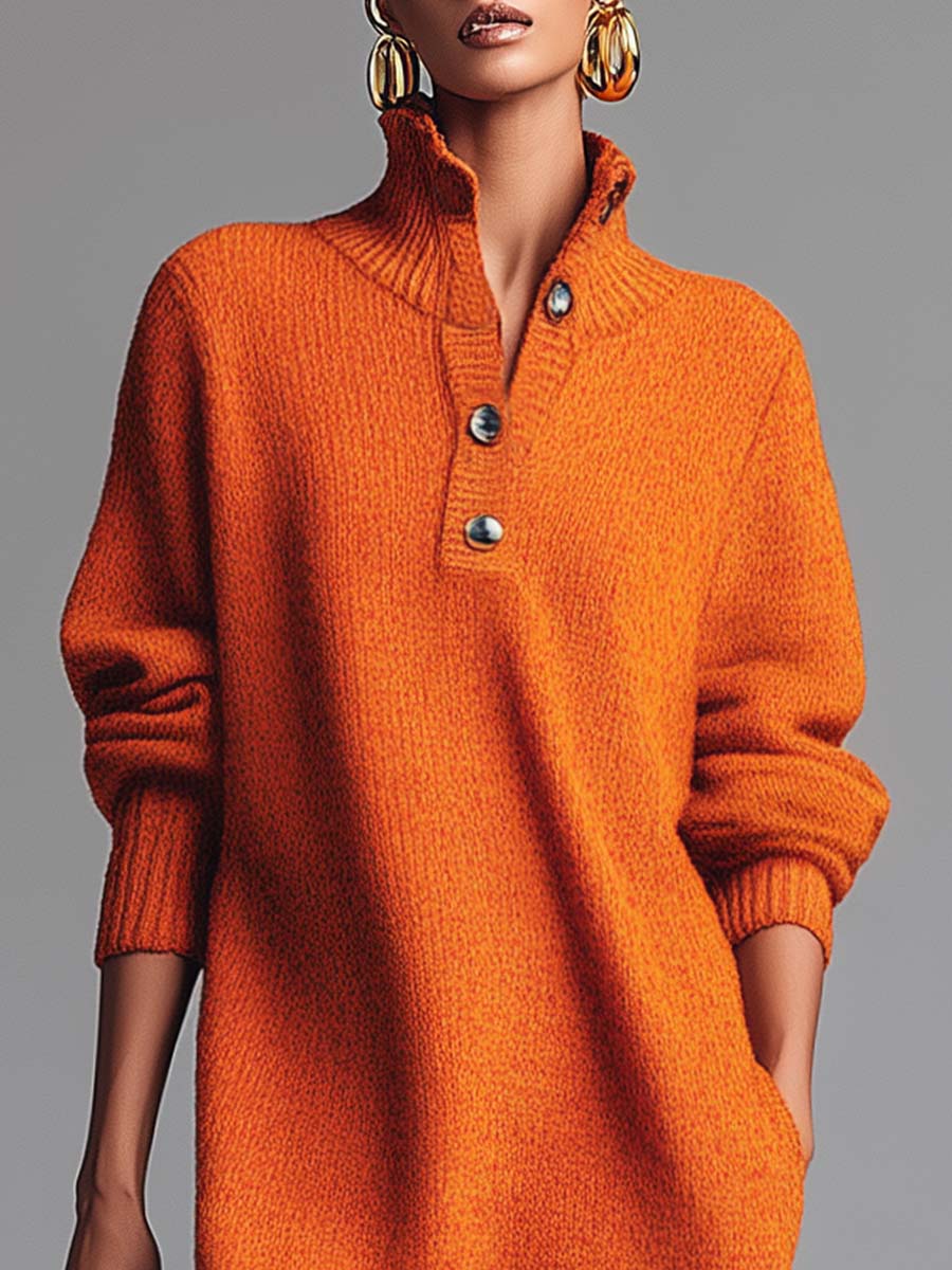 VIBELARA | VESTIDO JERSEY CON CUELLO ABOTONADO