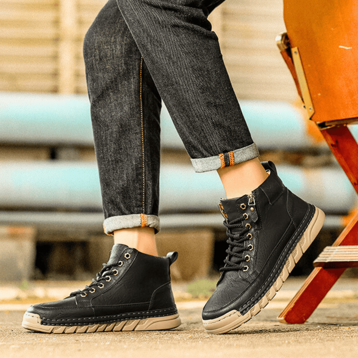 VIBELARA | BOTAS DE CUERO PARA HOMBRE