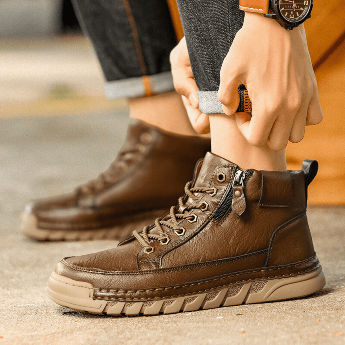VIBELARA | BOTAS DE CUERO PARA HOMBRE